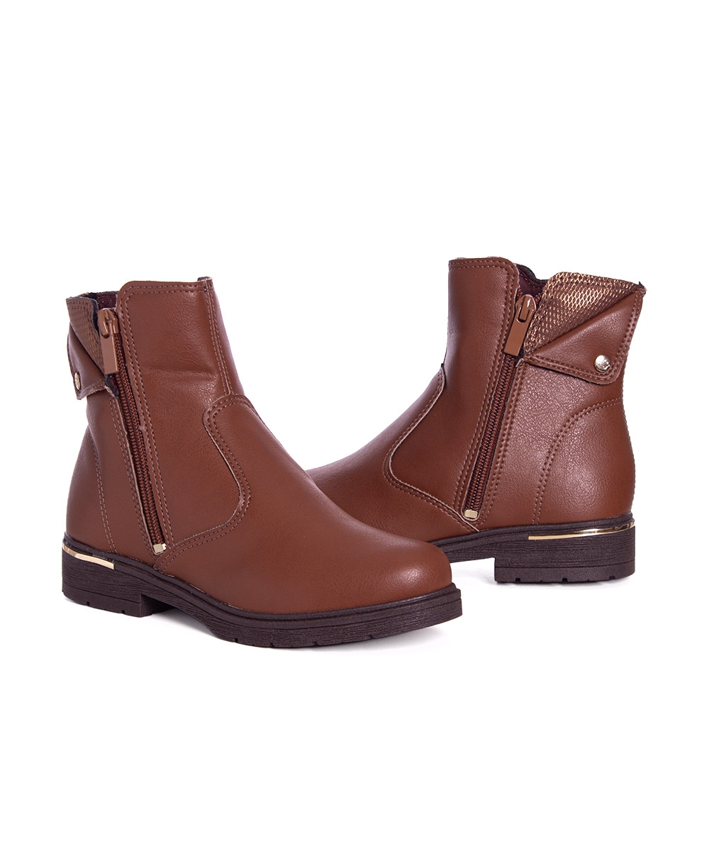 Bota Cano Curto Pink Cats Infantil Marrom