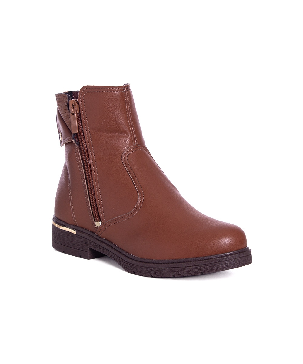 Bota Cano Curto Pink Cats Infantil Marrom