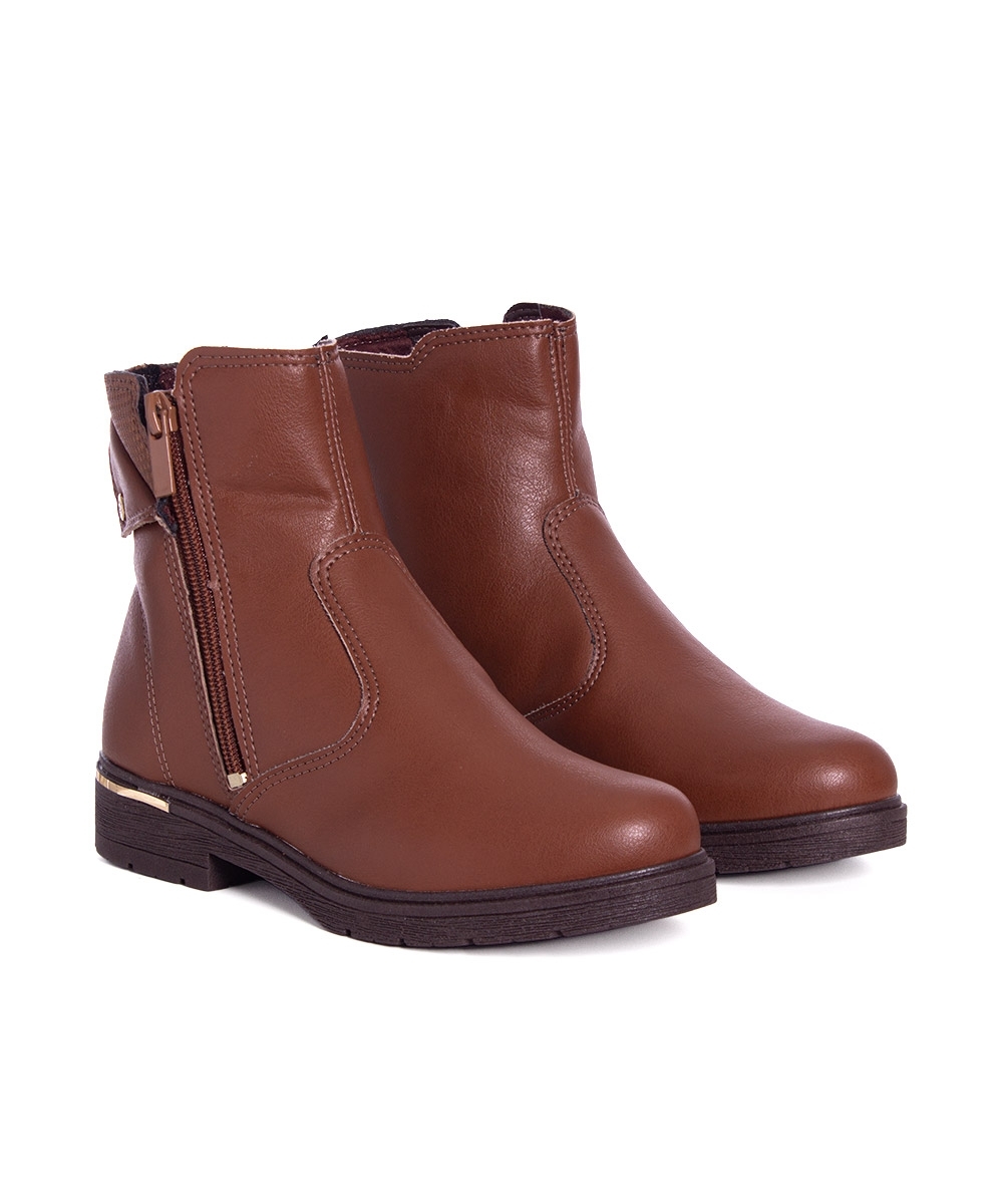 Bota Cano Curto Pink Cats Infantil Marrom