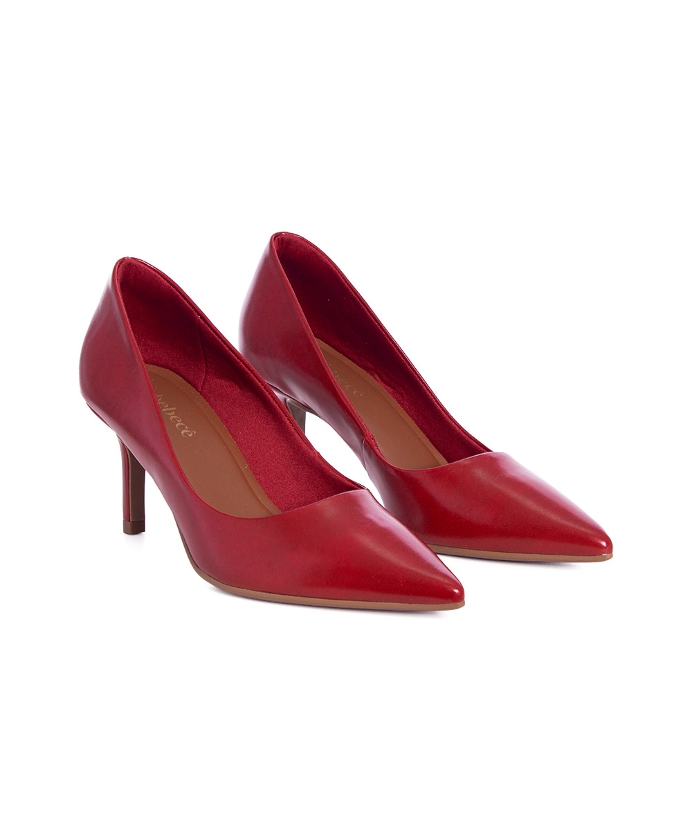 Scarpin Bebecê Salto Médio Fino Vermelho