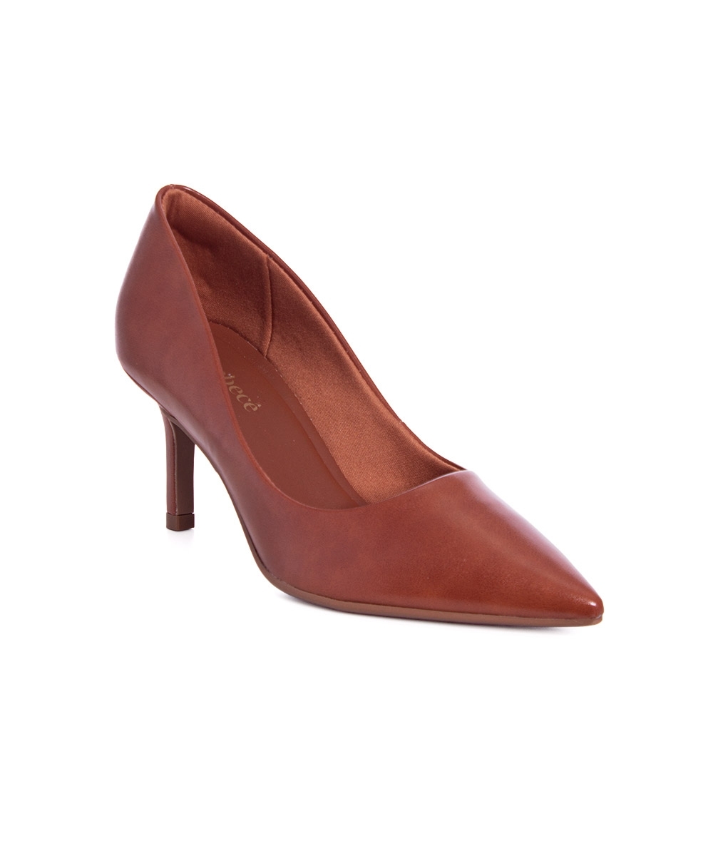 Scarpin Bebecê Salto Médio Fino Caramelo
