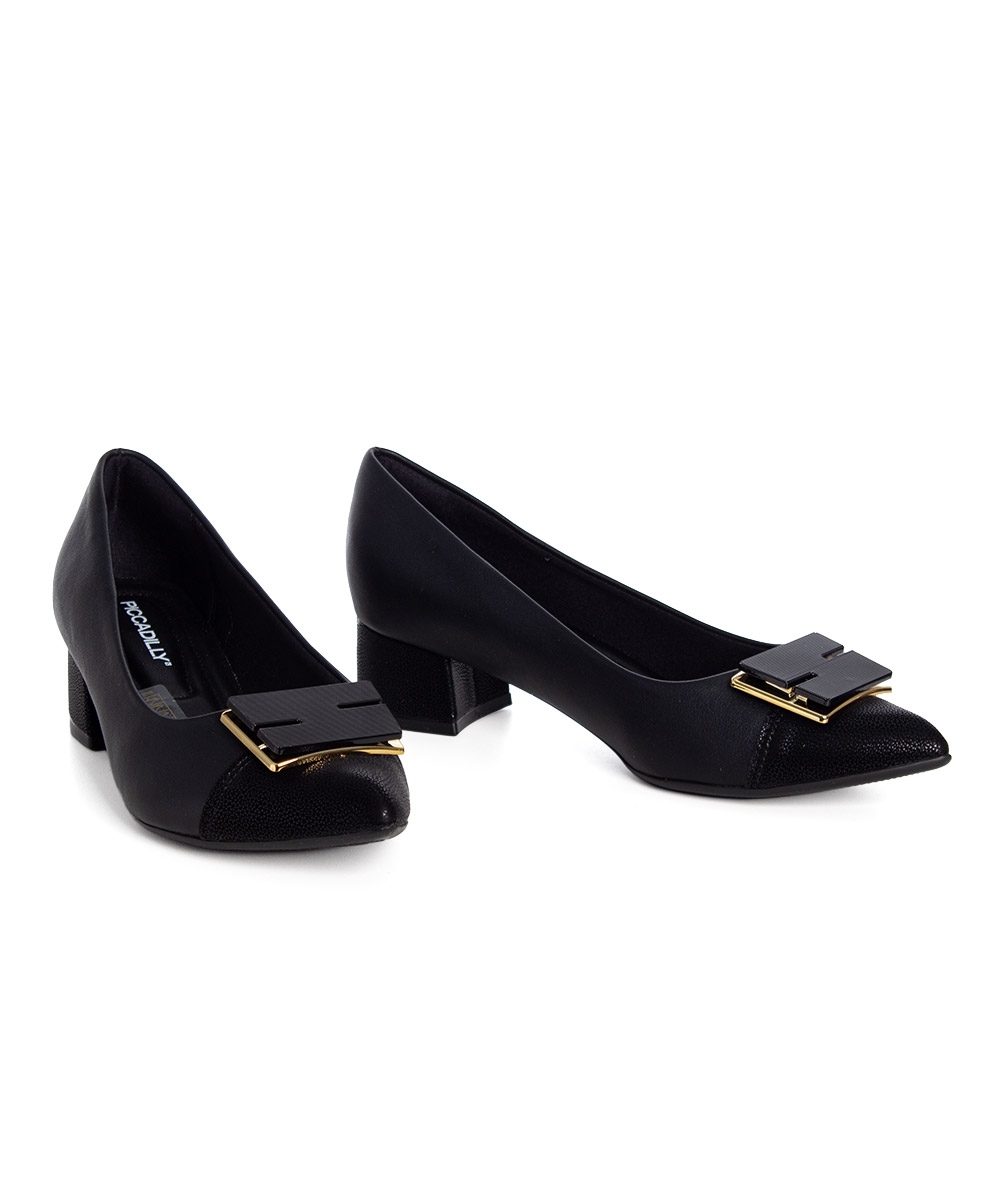 Sapato Scarpin Piccadilly Salto Bloco Preto