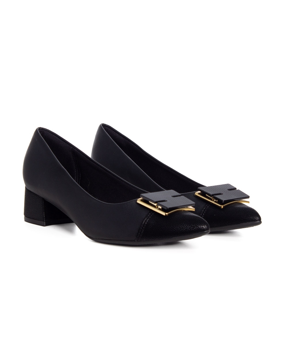 Sapato Scarpin Piccadilly Salto Bloco Preto