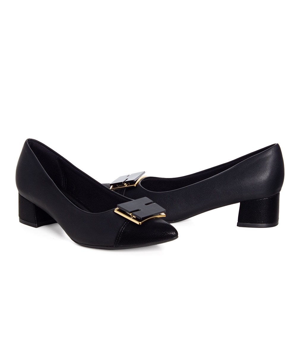 Sapato Scarpin Piccadilly Salto Bloco Preto