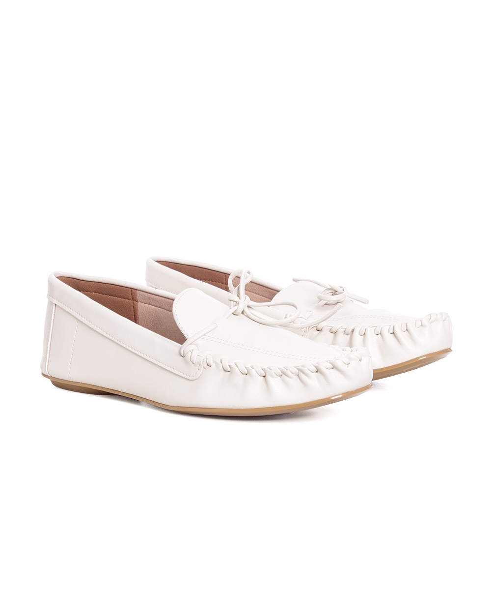 Mocassim Feminino Vizzano Envernizado Off White
