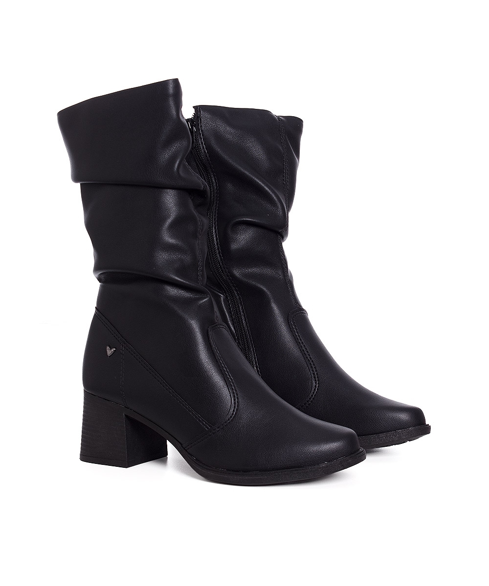 Bota Cano Médio Mississipi Salto Bloco Preto