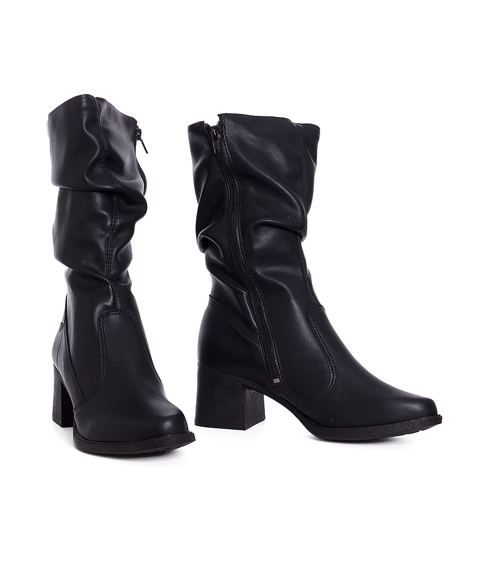 Bota Cano Médio Mississipi Salto Bloco Preto