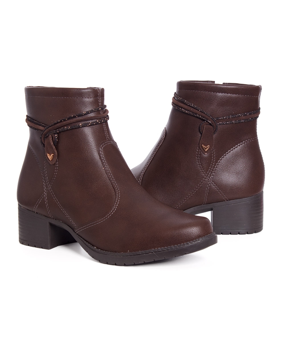 Bota Cano Curto Mississipi Salto Bloco Marrom
