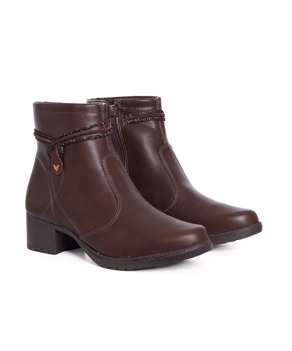 Bota Cano Curto Mississipi Salto Bloco Marrom