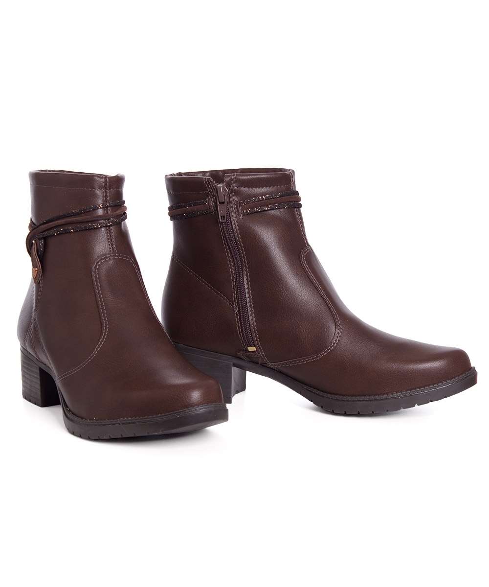 Bota Cano Curto Mississipi Salto Bloco Marrom