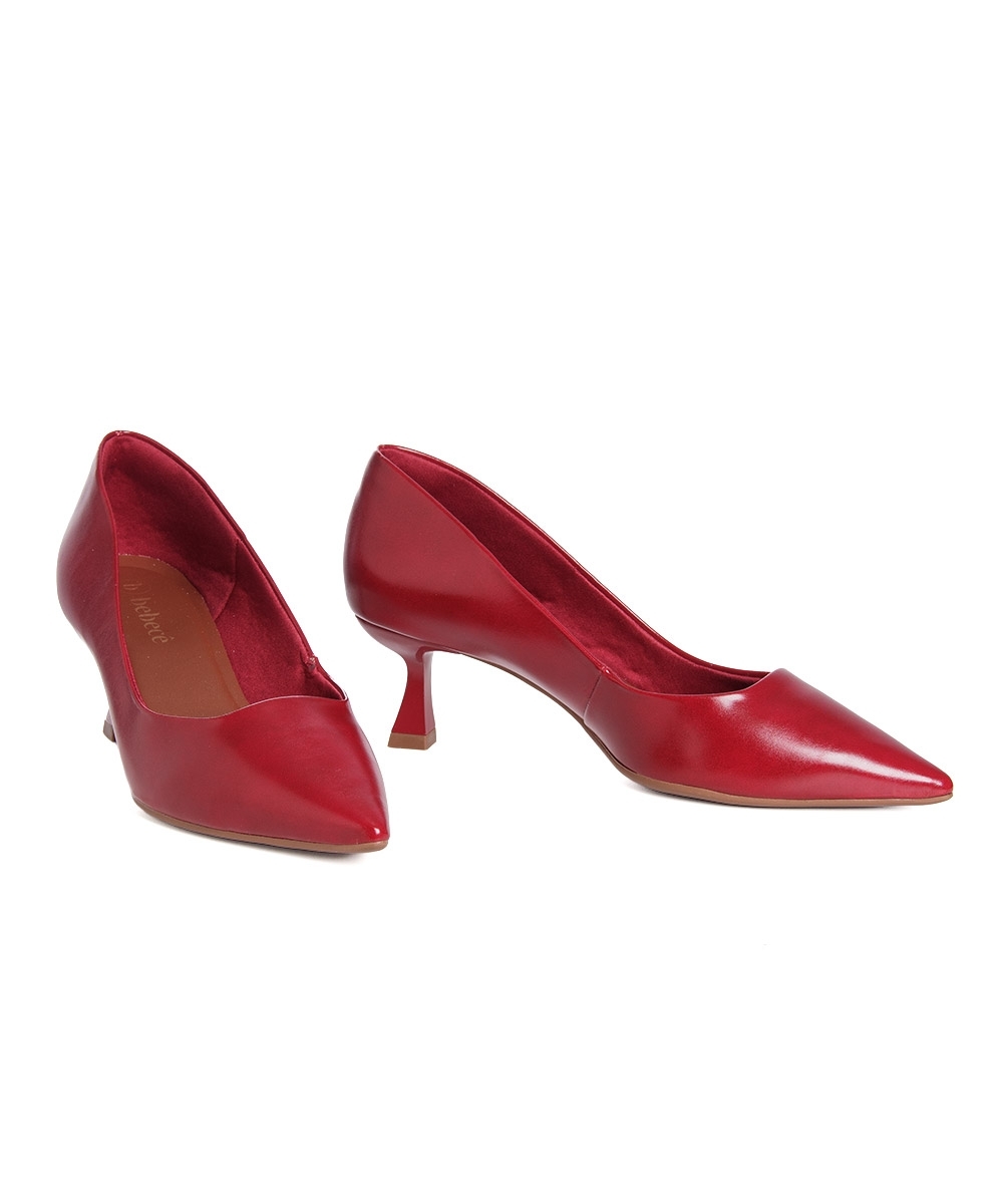 Sapato Scarpin Bebecê Salto Geométrico Vermelho