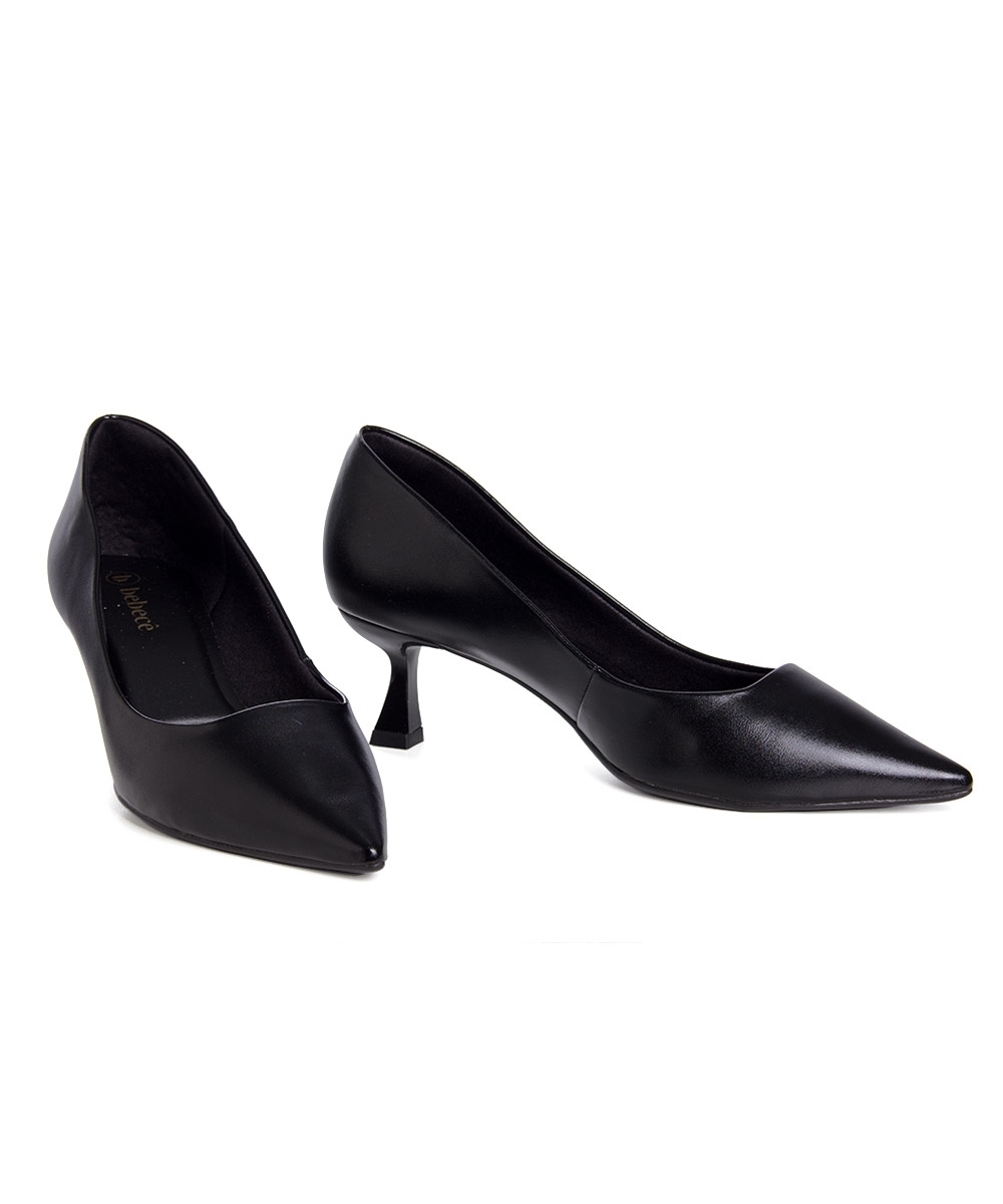 Sapato Scarpin Bebecê Salto Geométrico Preto
