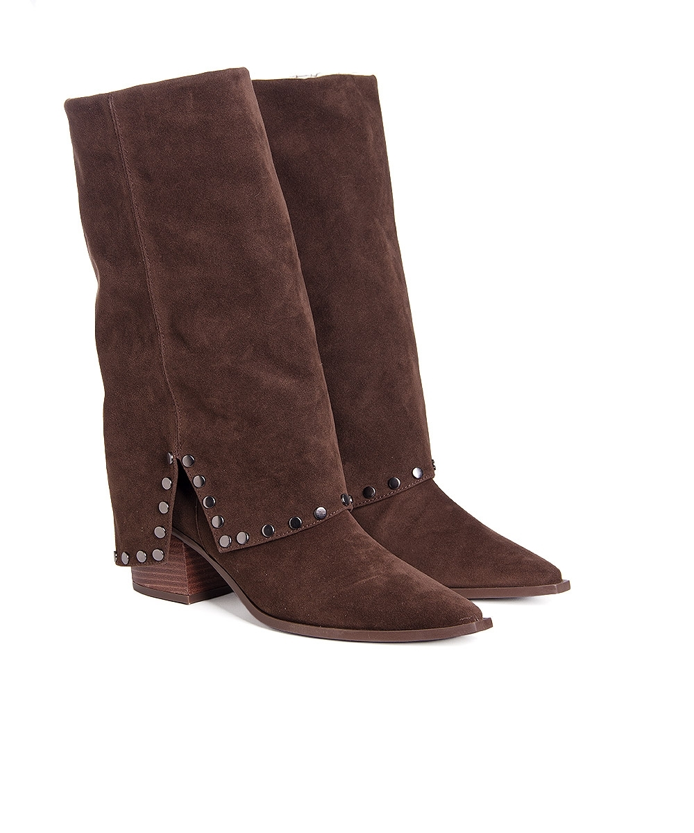 Bota Cano Longo Pixolé Salto Bloco Marrom