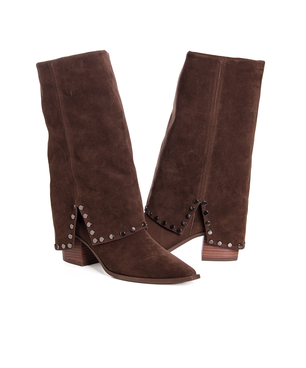 Bota Cano Longo Pixolé Salto Bloco Marrom