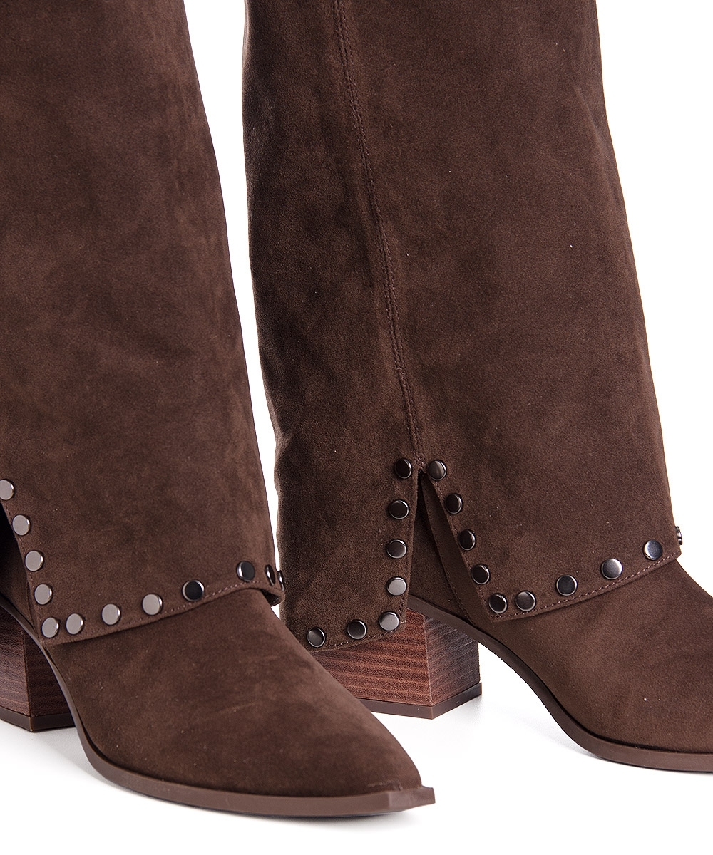 Bota Cano Longo Pixolé Salto Bloco Marrom
