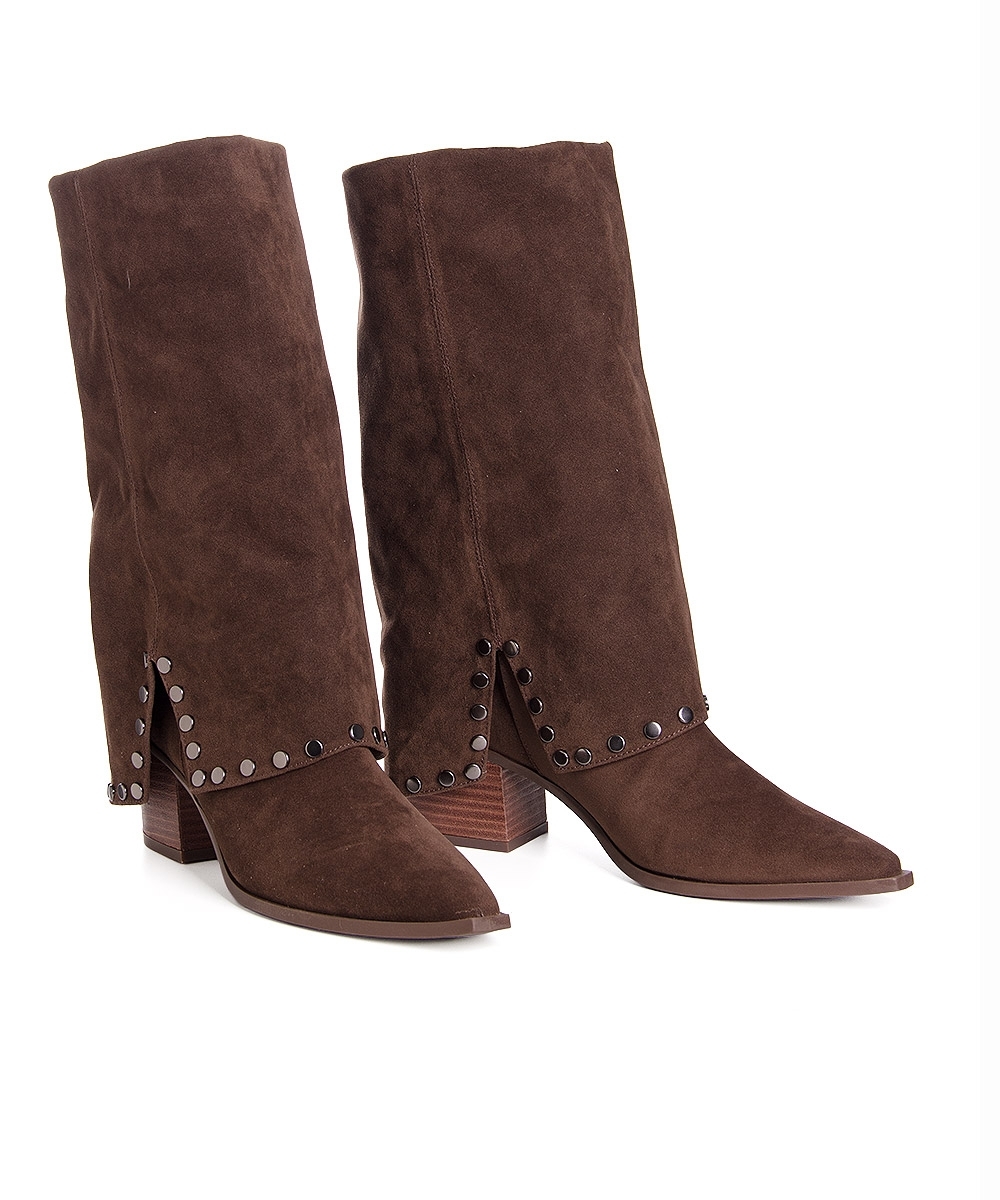 Bota Cano Longo Pixolé Salto Bloco Marrom