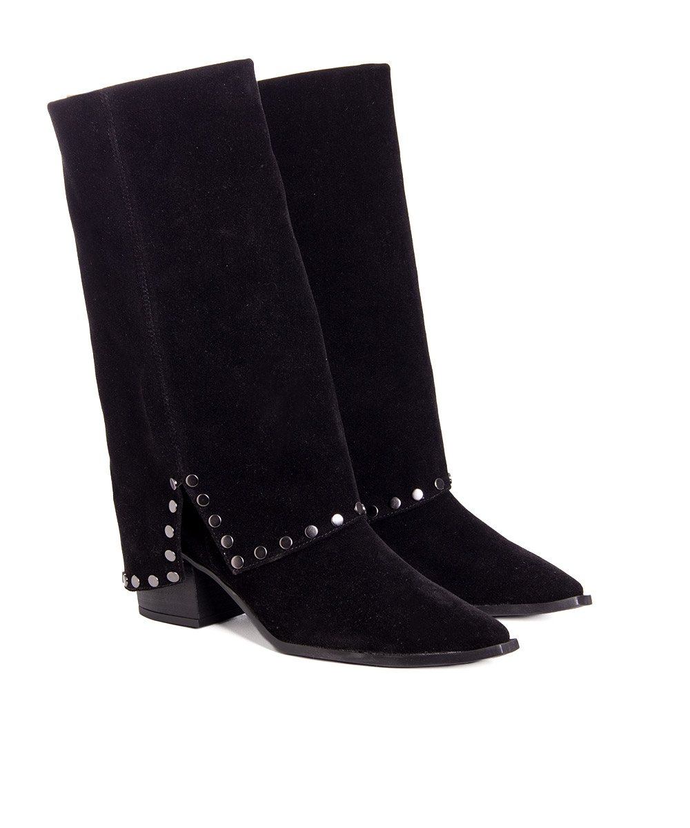 Bota Cano Longo Pixolé Salto Bloco Preto