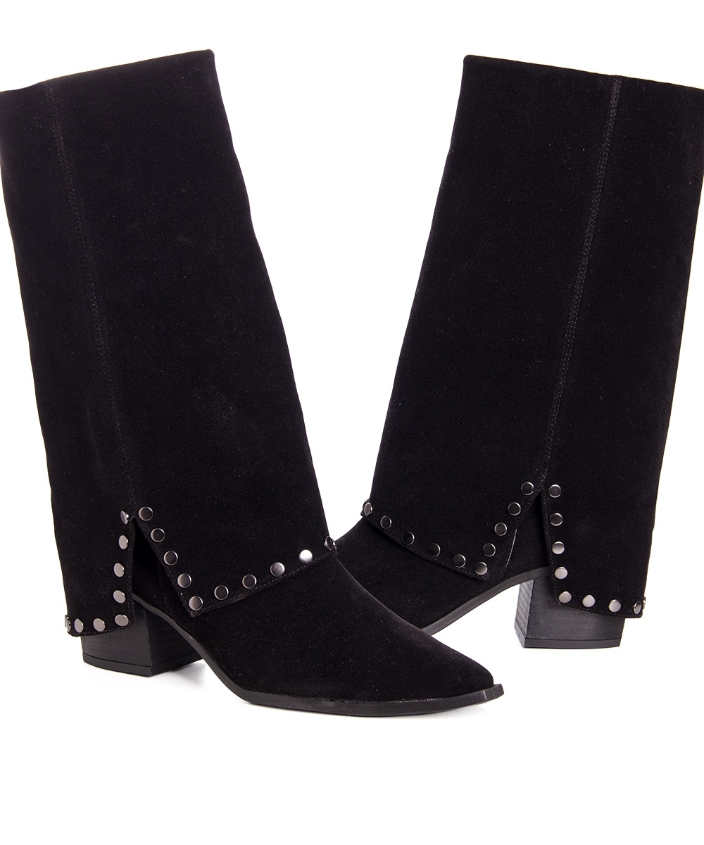 Bota Cano Longo Pixolé Salto Bloco Preto