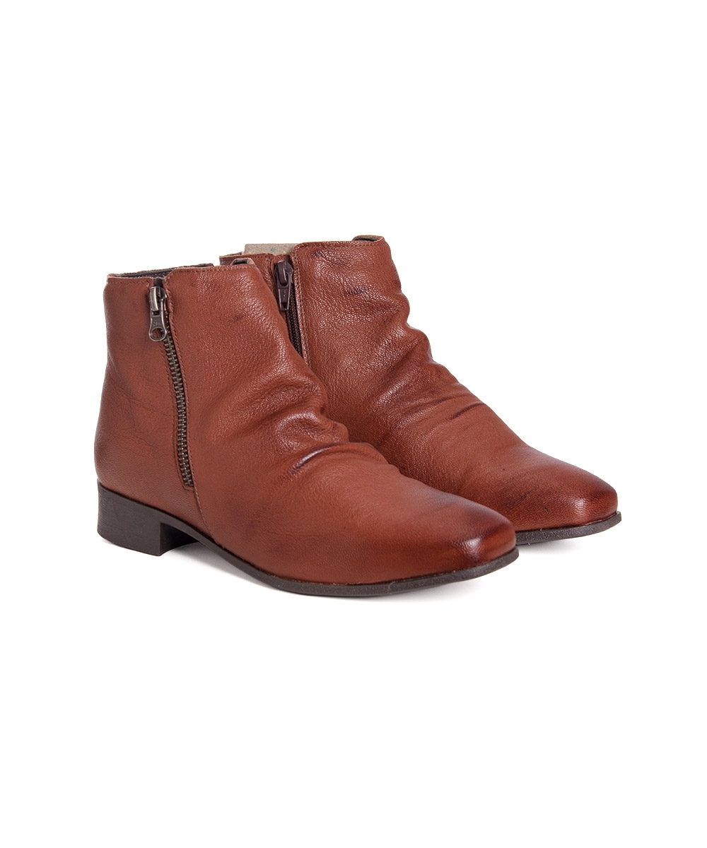 Bota Cano Curto Chamonix Salto Médio Couro Marrom