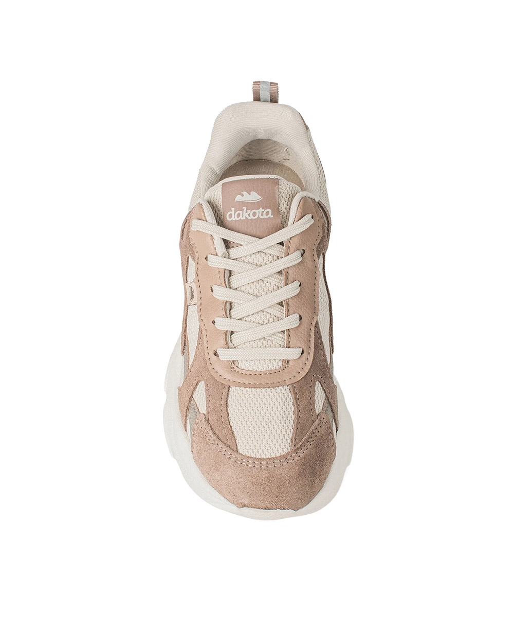 Tênis Feminino Dakota Dad Sneaker Couro Bege