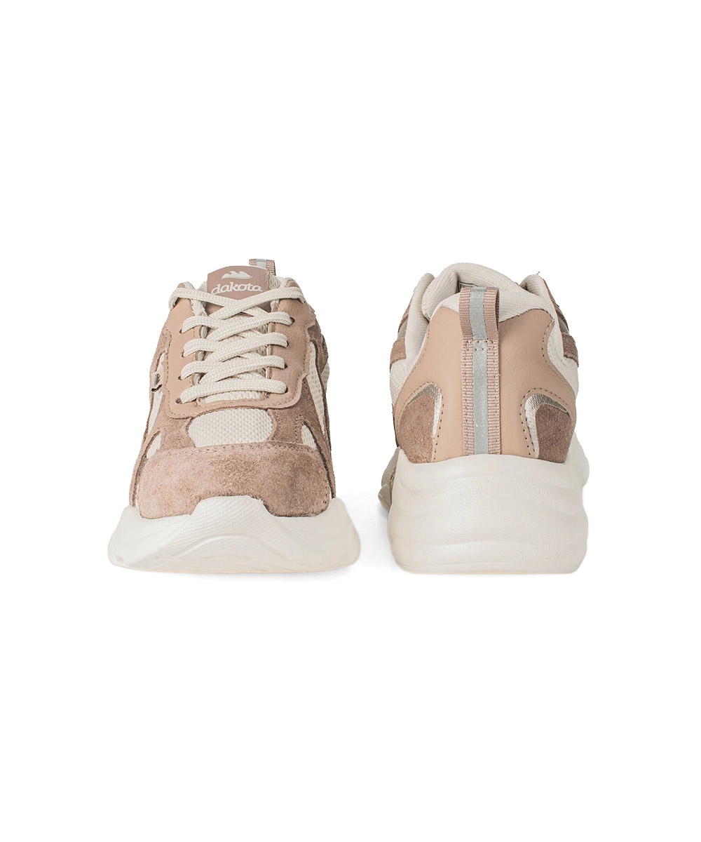 Tênis Feminino Dakota Dad Sneaker Couro Bege