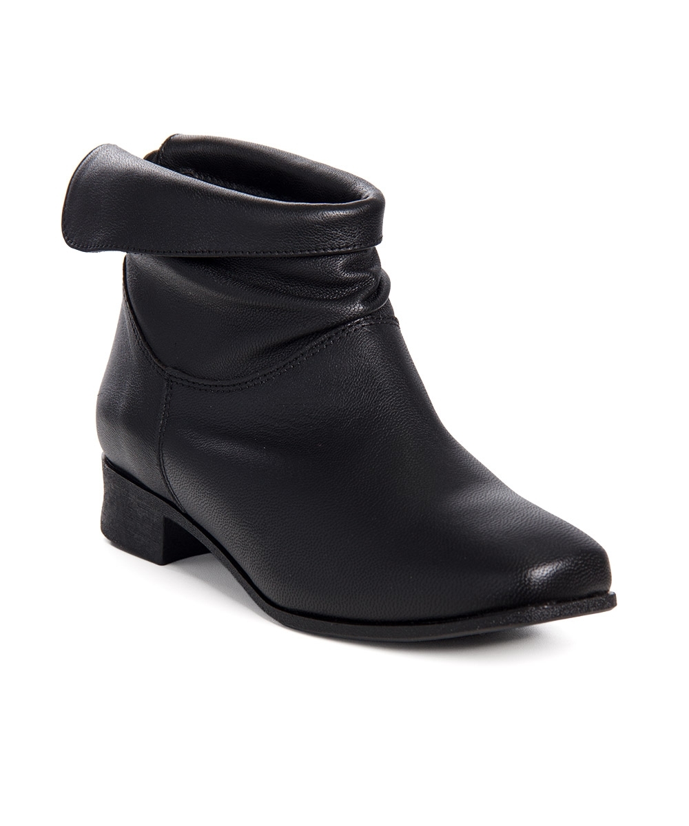 Bota Cano Curto Chamonix Salto Baixo Couro Preto