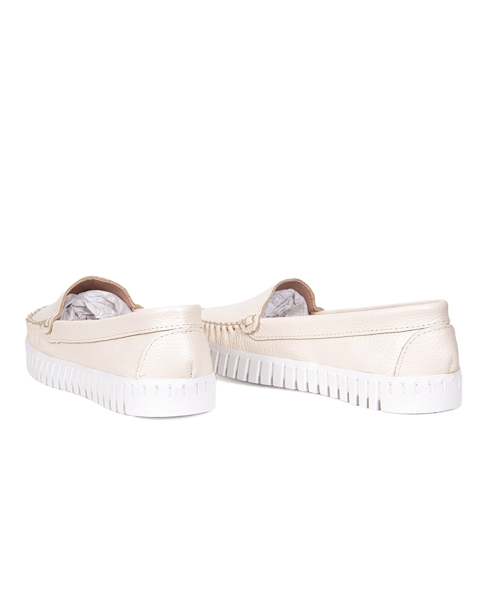Mocassim Feminino Pixolé Couro Marfim