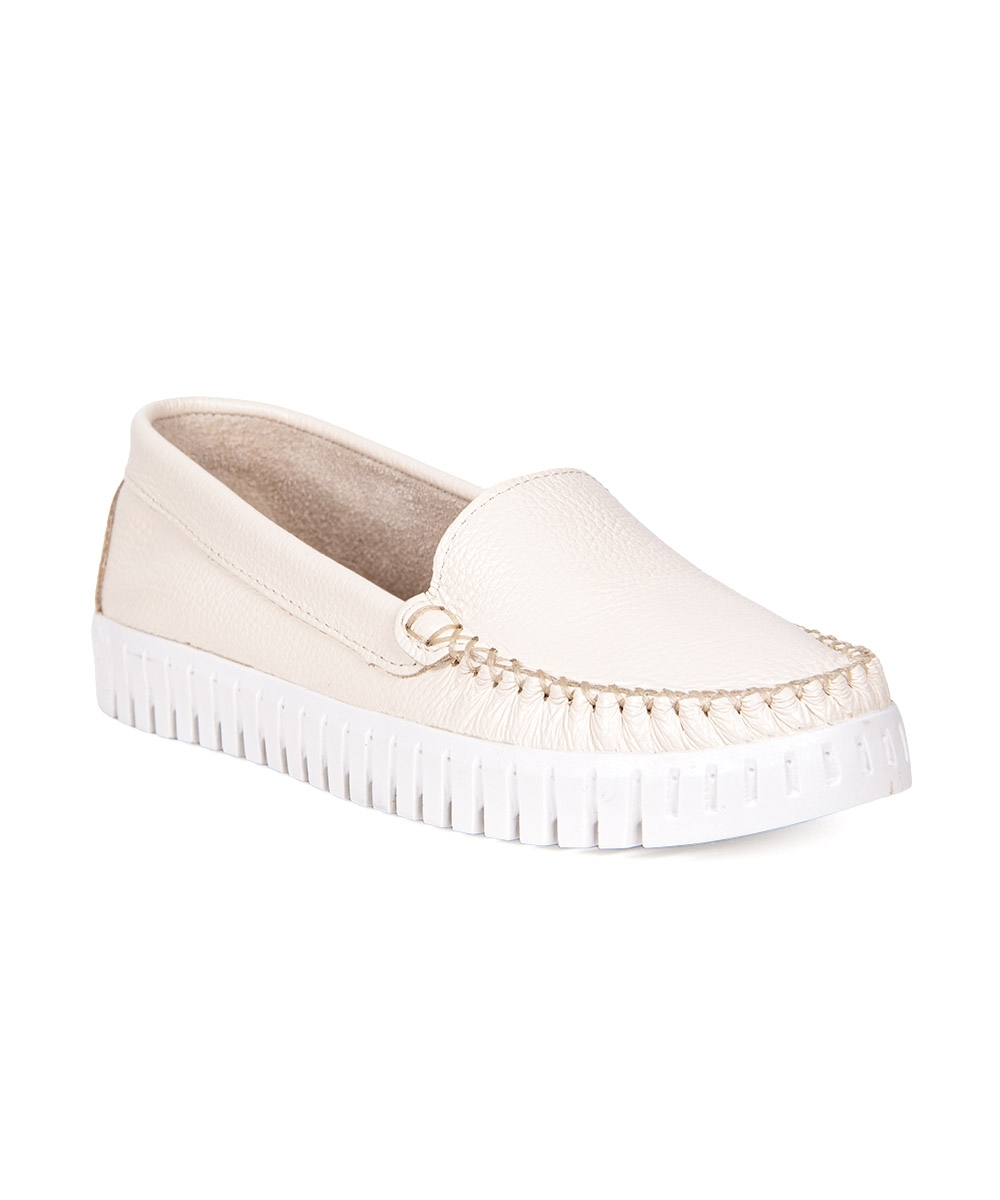 Mocassim Feminino Pixolé Couro Marfim
