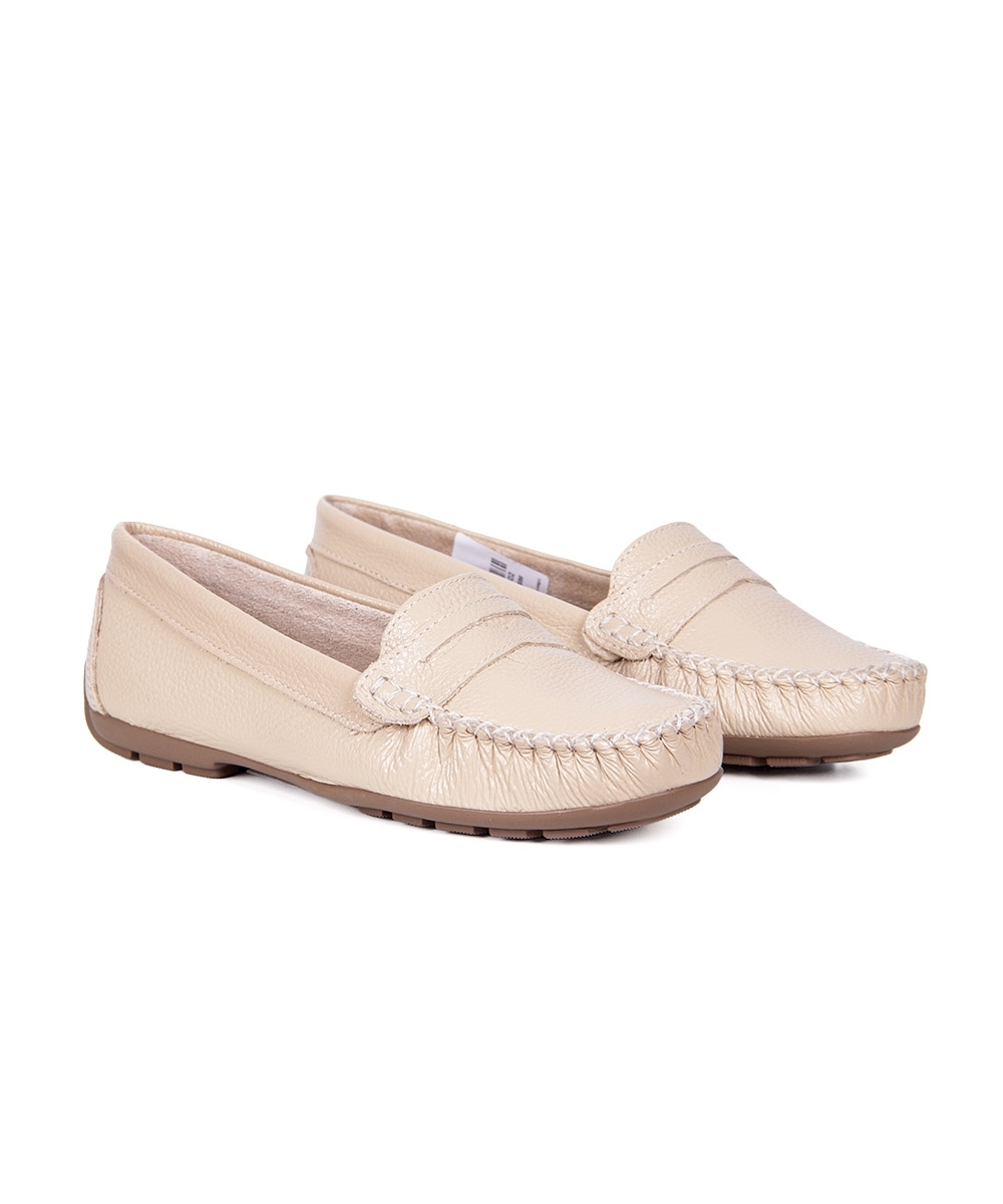Mocassim Pixolé Feminino Couro Bege