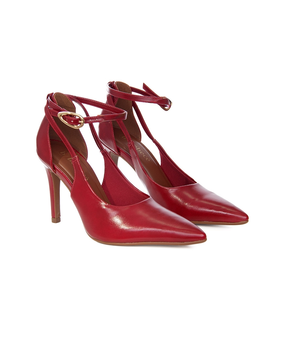 Sapato Scarpin Bebecê Salto Alto Fivela Vermelho