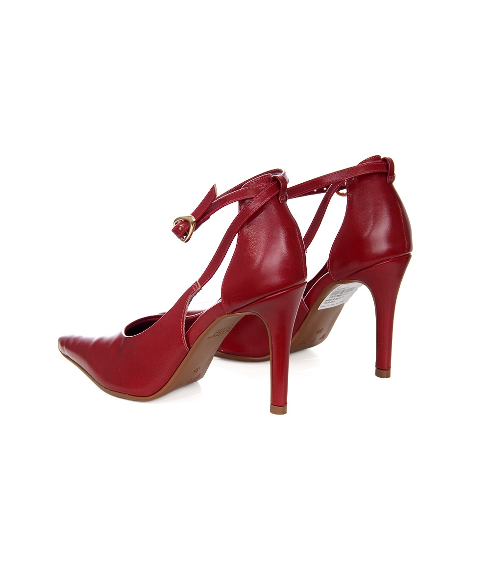 Sapato Scarpin Bebecê Salto Alto Fivela Vermelho
