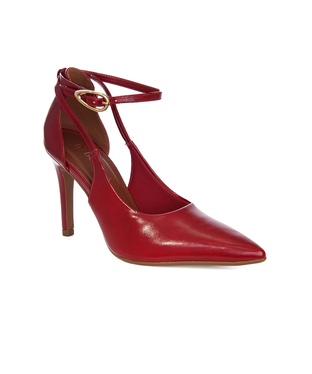 Sapato Scarpin Bebecê Salto Alto Fivela Vermelho