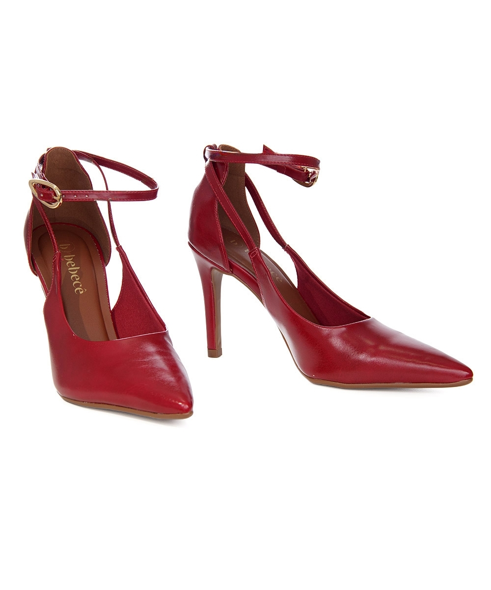 Sapato Scarpin Bebecê Salto Alto Fivela Vermelho
