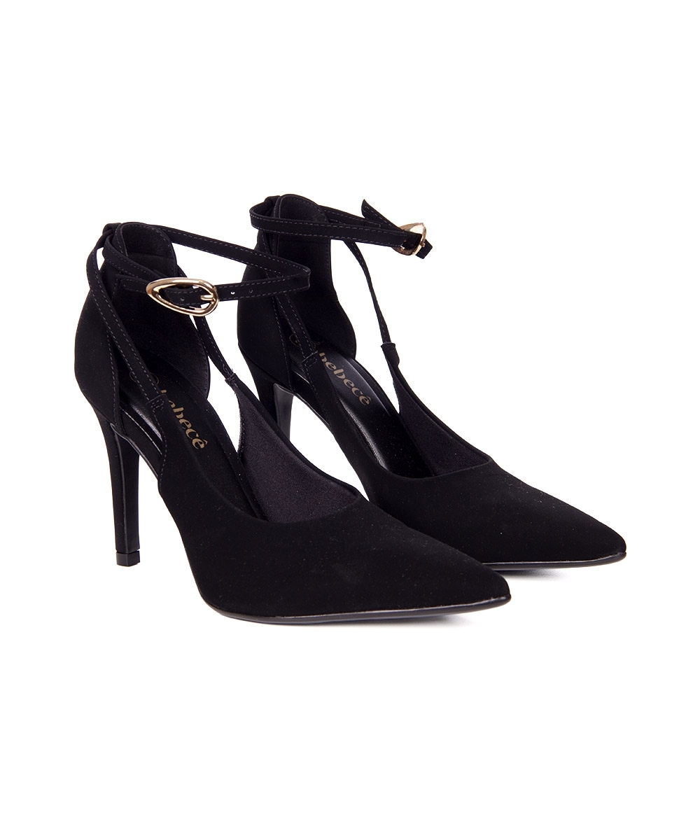Sapato Scarpin Bebecê Salto Alto Fivela Preto