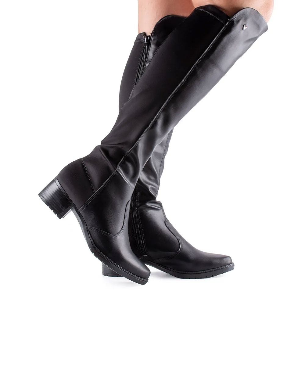 Bota Cano Longo Mississipi Salto Médio Preto