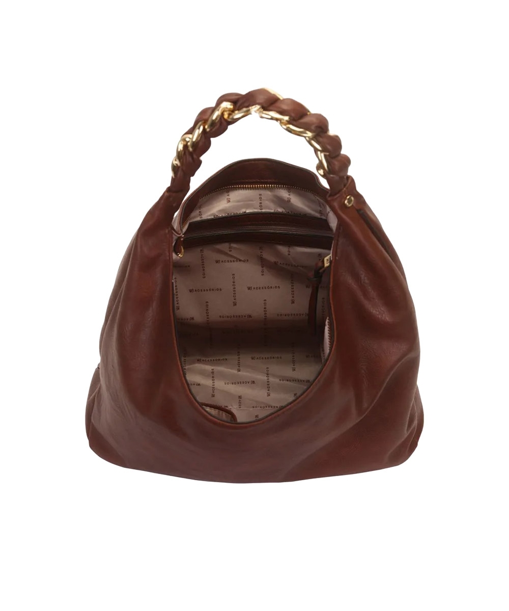 Bolsa Hobo Wj Grande Corrente Marrom