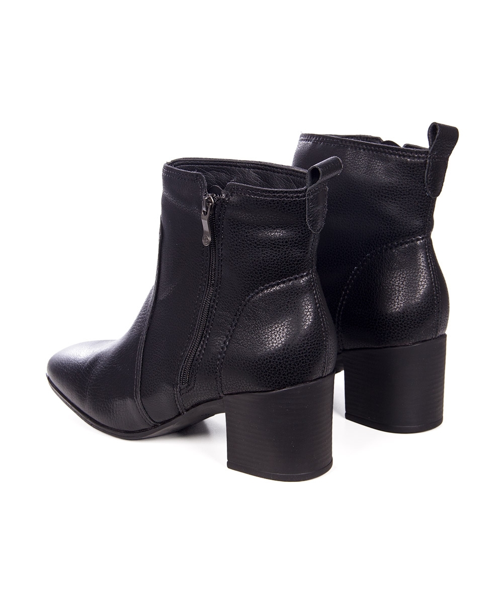 Bota Cano Curto Bottero Salto Bloco Couro Preto