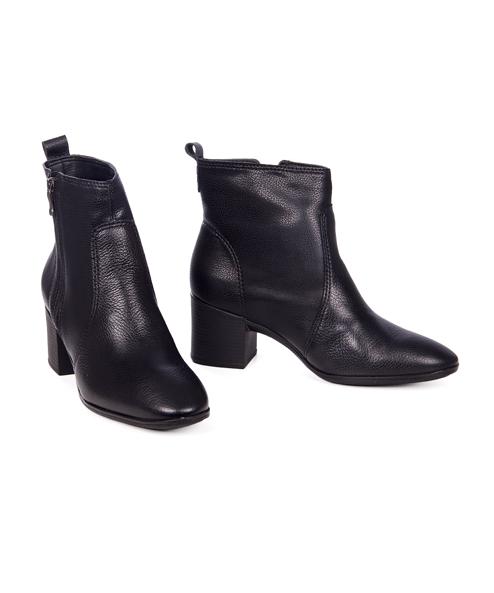 Bota Cano Curto Bottero Salto Bloco Couro Preto
