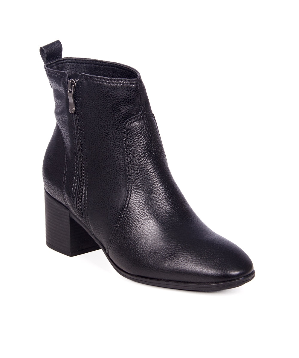 Bota Cano Curto Bottero Salto Bloco Couro Preto