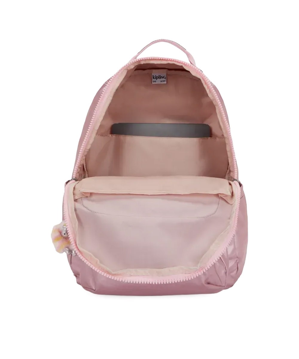 Mochila Kipling Seoul Bronze Pink Met Rosa