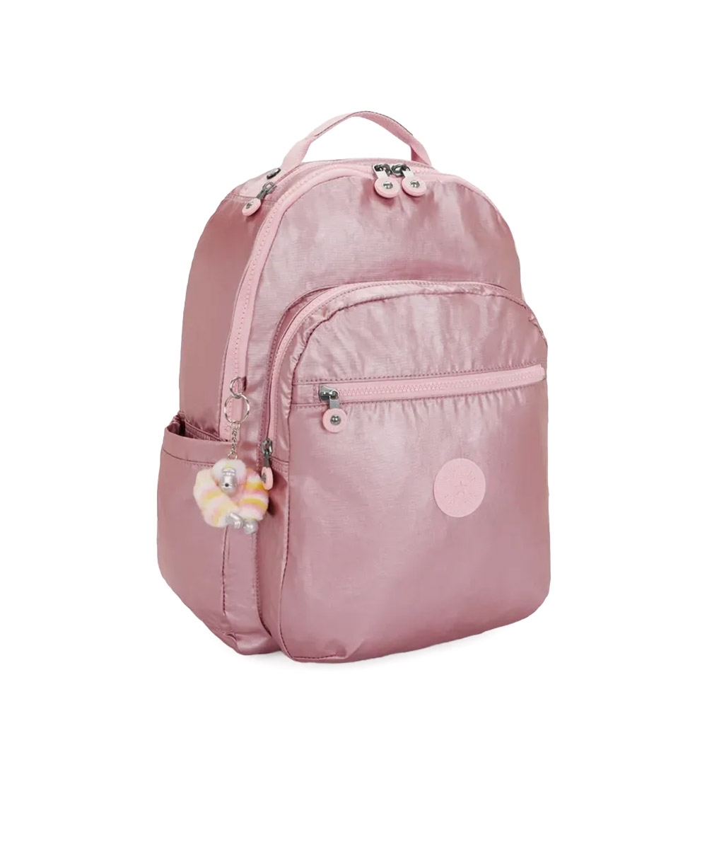Mochila Kipling Seoul Bronze Pink Met Rosa