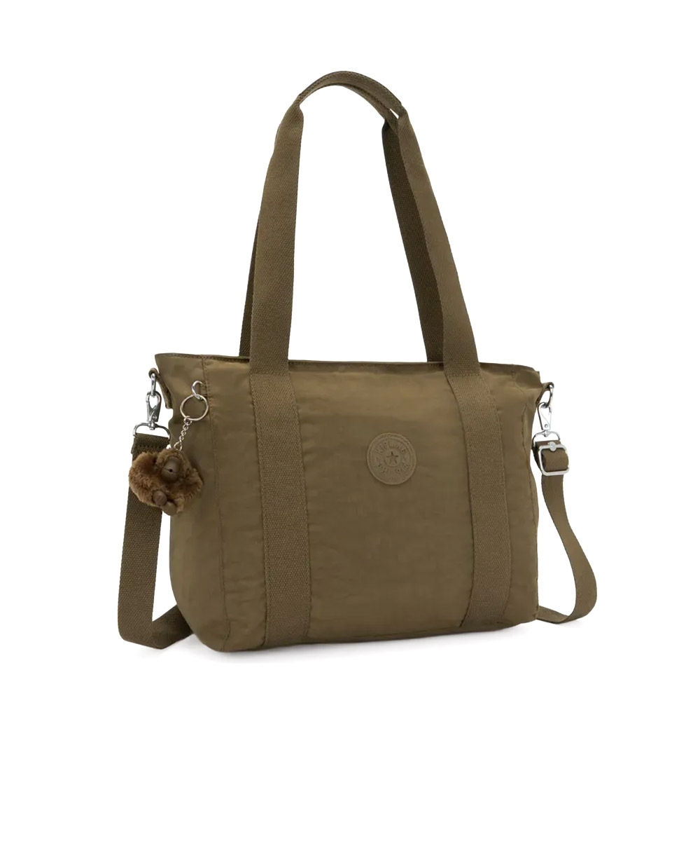 Bolsa Kipling Asseni S Smooth Khaki Marrom