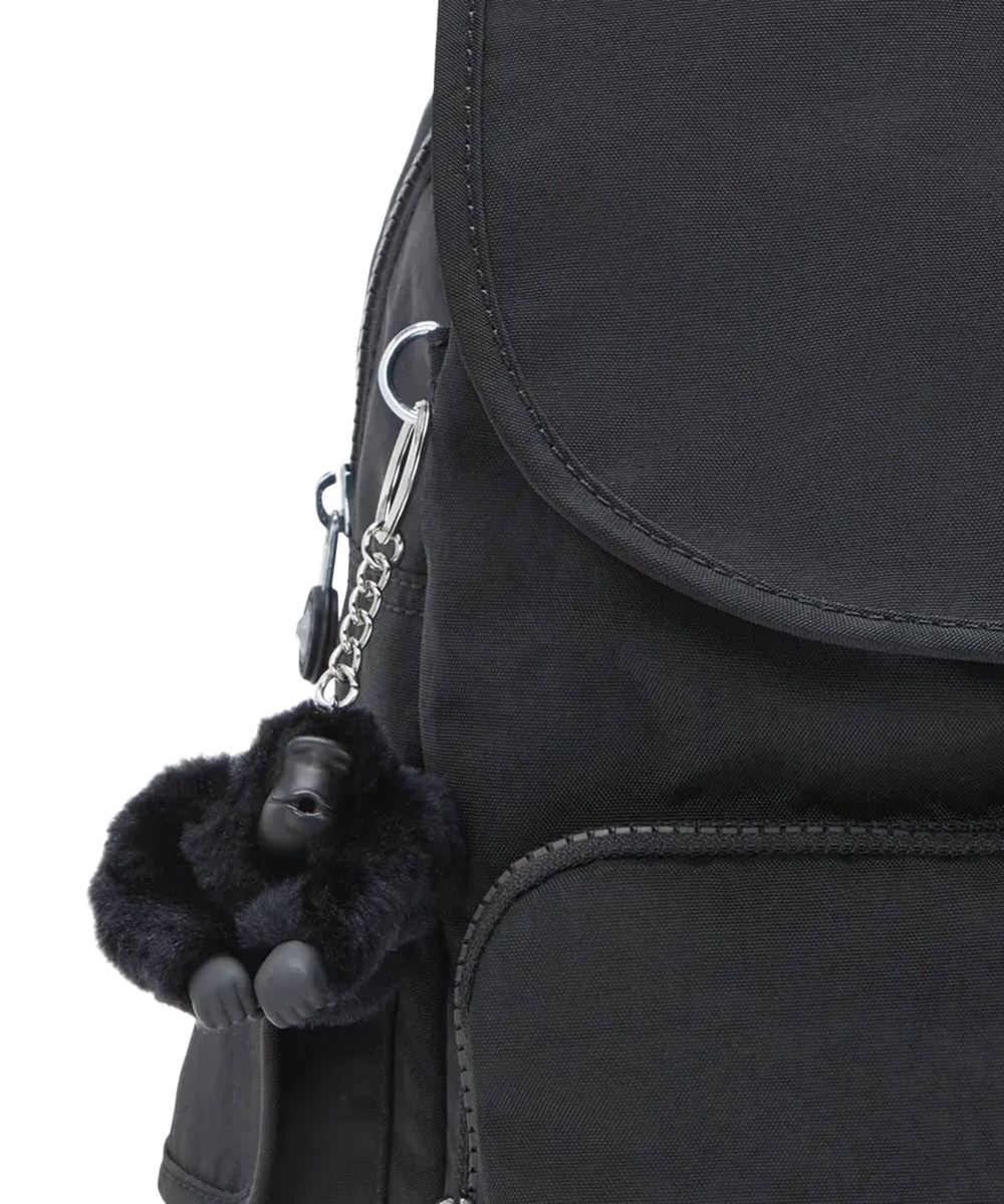 Mochila Kipling City Pack Smooth Khaki Preto