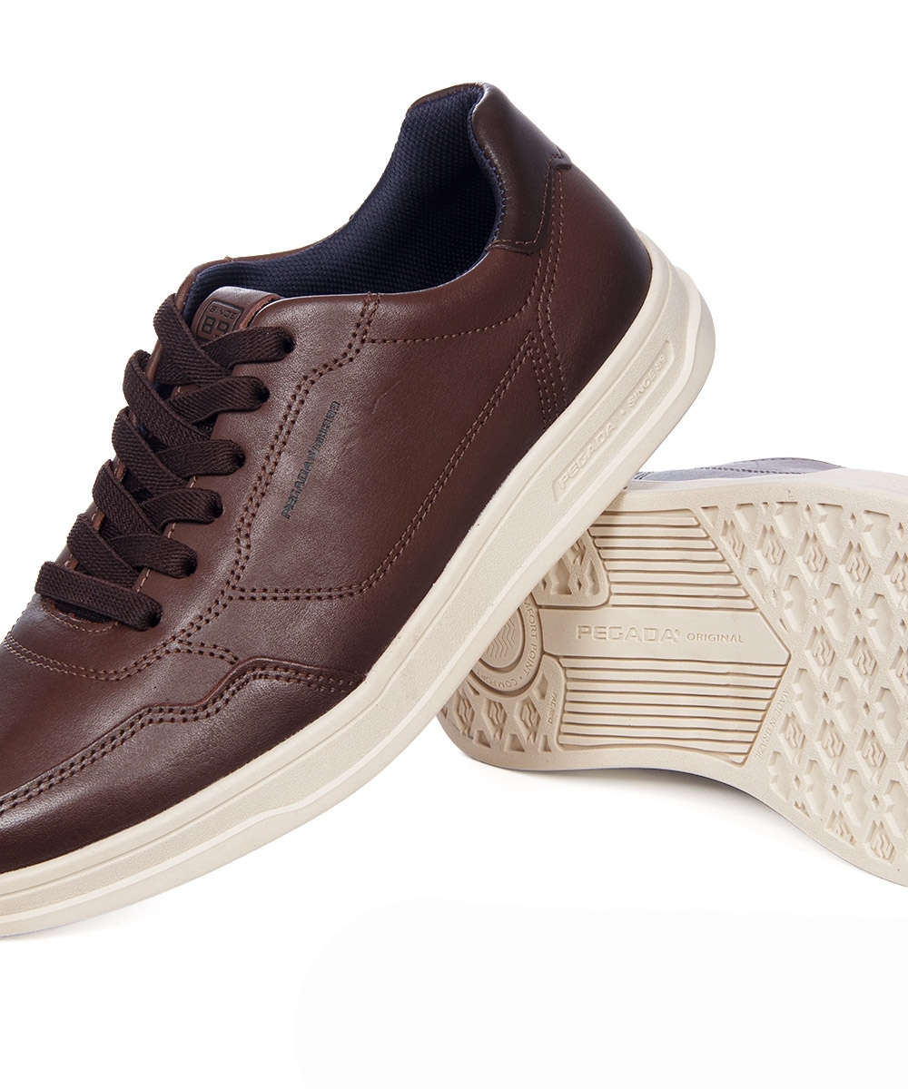 Tênis Masculino Pegada Casual Couro Marrom