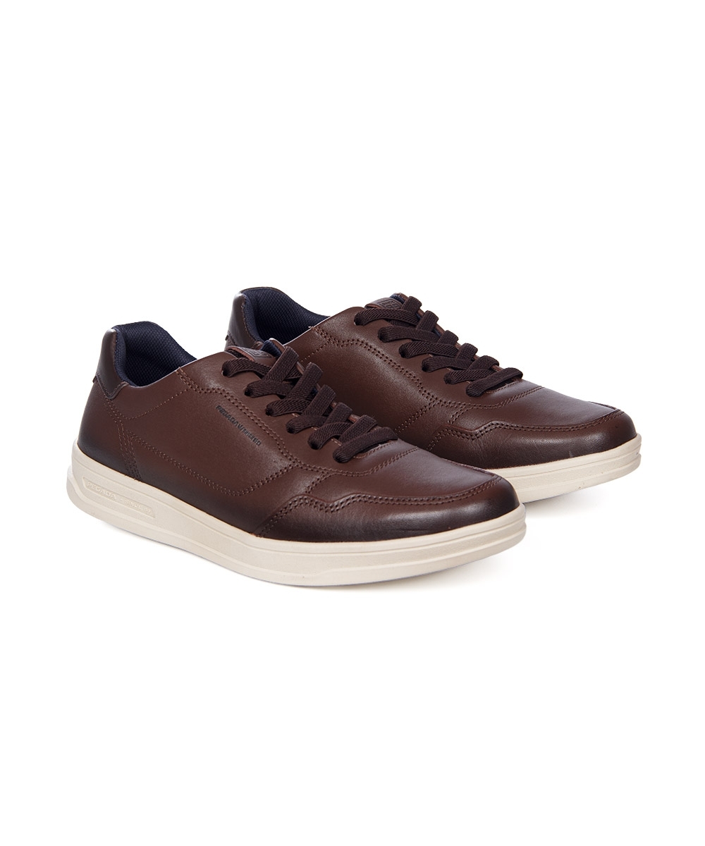 Tênis Masculino Pegada Casual Couro Marrom