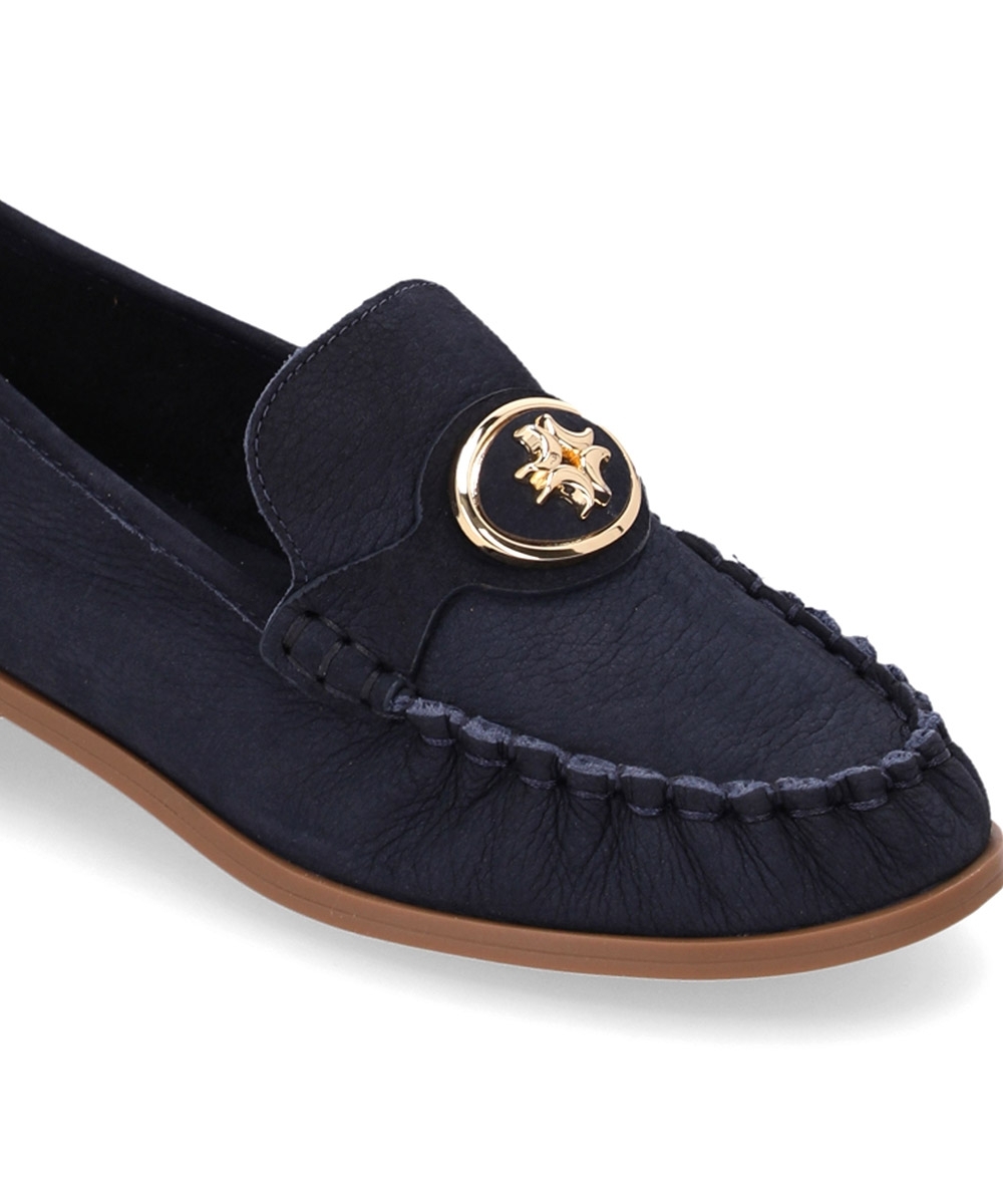 Mocassim Feminino Luz Da Lua Couro Marinho