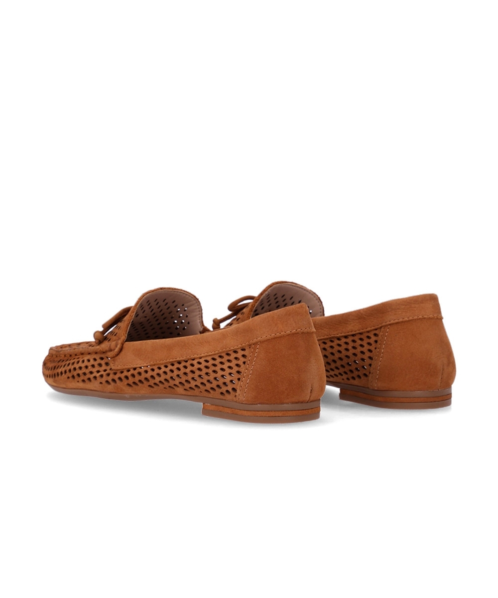 Mocassim Feminino Luz Da Lua Laço Couro Caramelo