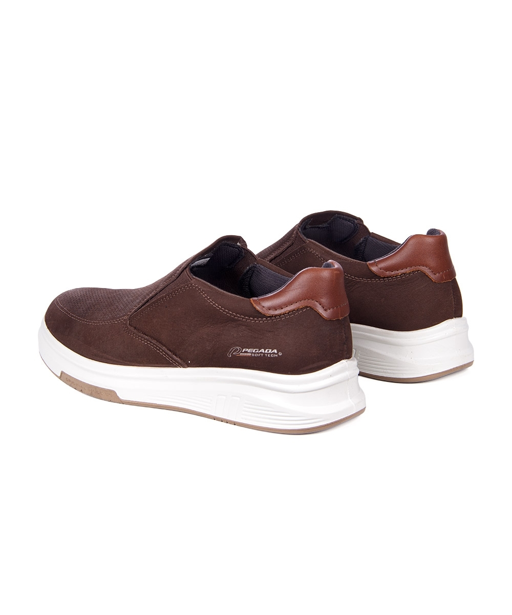 Tênis Masculino Pegada Slip On Couro Marrom