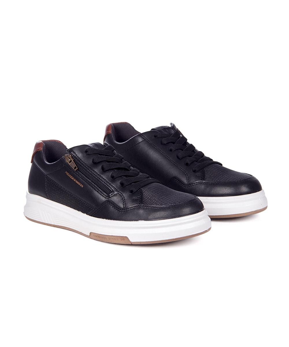 Tênis Casual Pegada Masculino Couro Preto