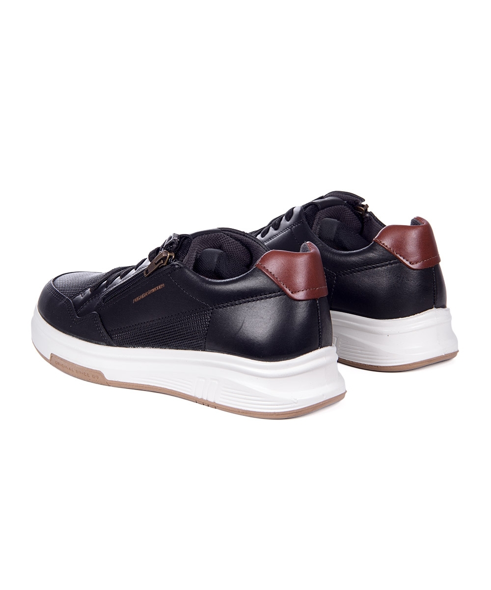 Tênis Casual Pegada Masculino Couro Preto
